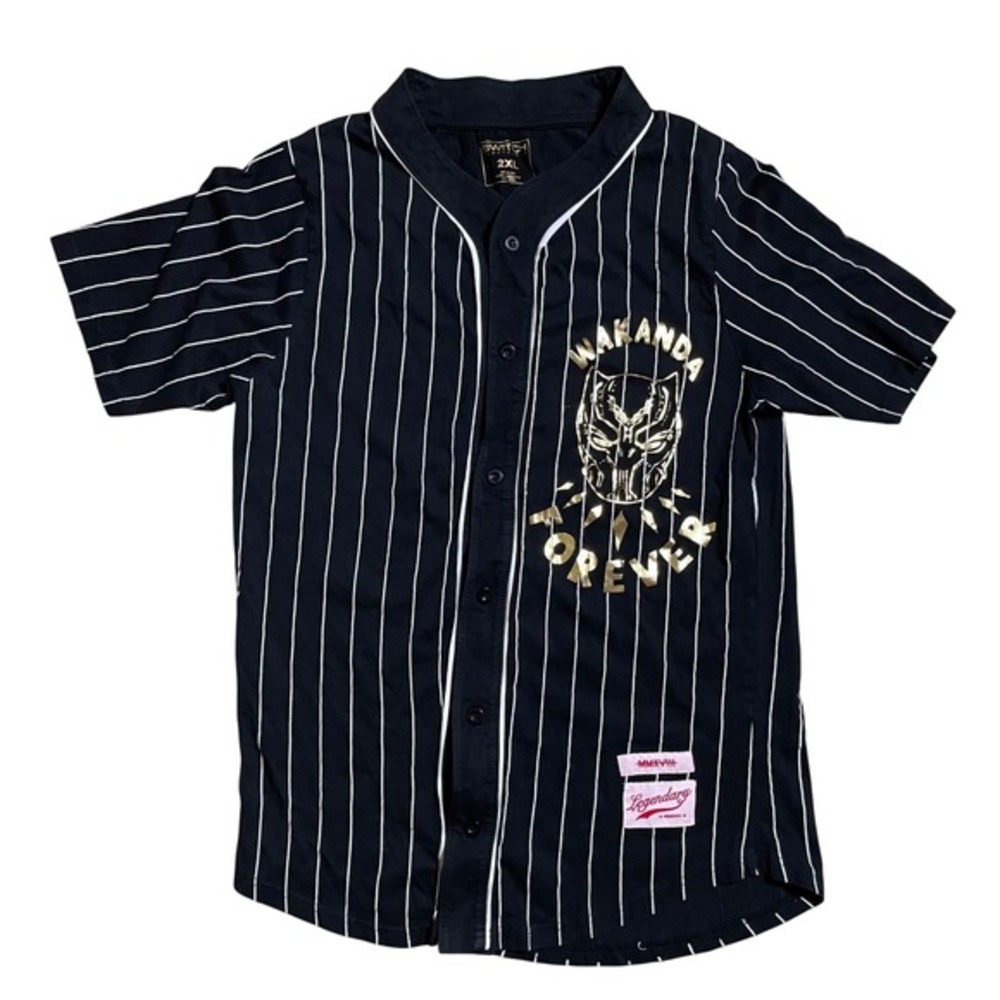 Switch‎ Remarkable Marvel Black Panther Wakanda Forever Baseball Jersey 2XL